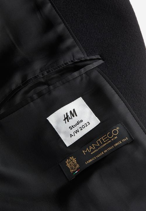 H&M - H&M Studio: Wool-blend tie-belt coat - midnight black 