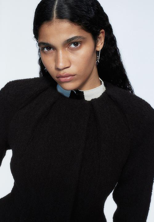 H&M - H&M Studio: Wool-blend pleat-neckline jacket - umber brown