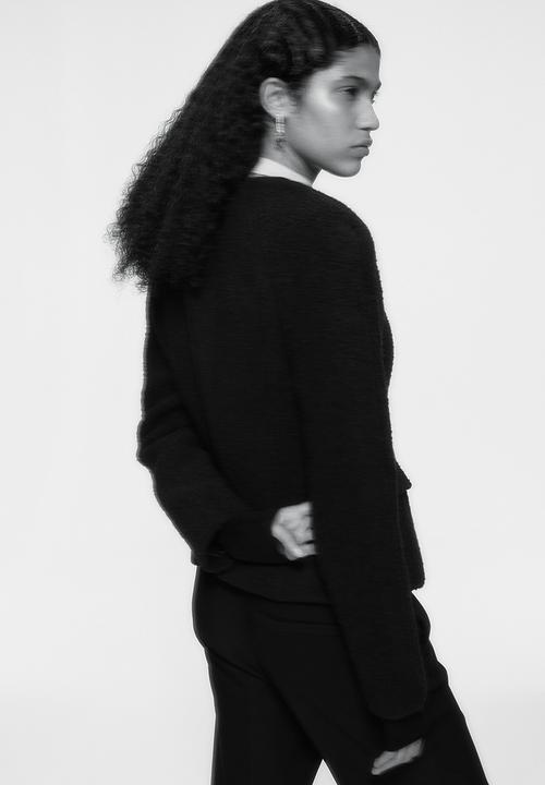 H&M - H&M Studio: Wool-blend pleat-neckline jacket - umber brown