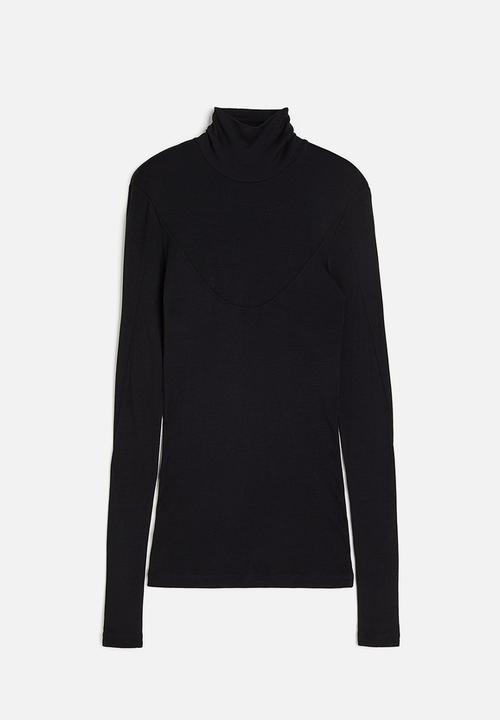 H&M - H&M Studio: Silk turtleneck top - midnight black