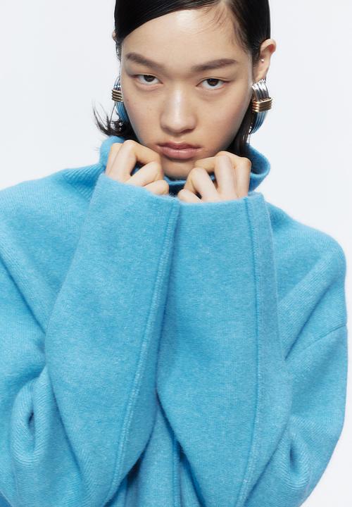 H&M - H&M Studio: Wool-blend high-collar jumper - teal 