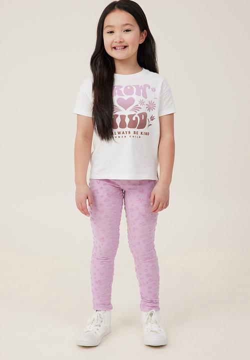 Cotton On - Huggie tights - chalky mauve/mini leopard