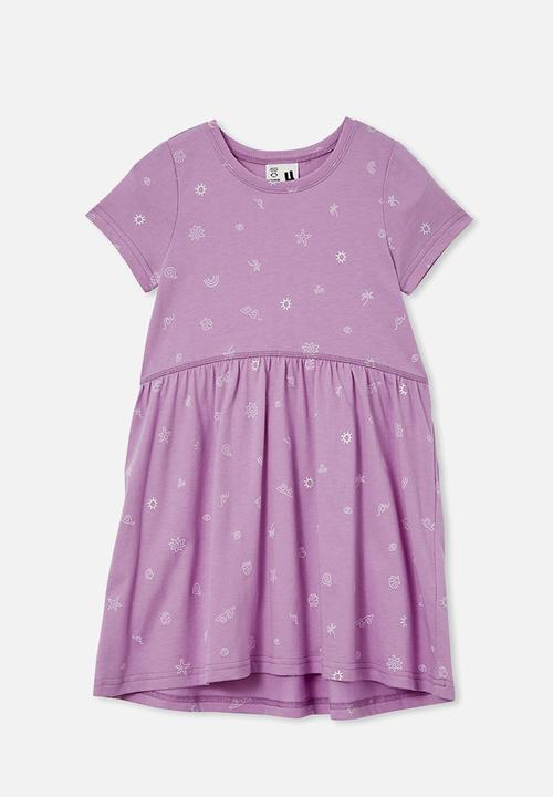 Cotton On - Freya short sleeve dress - lavender dream/duna ditsy