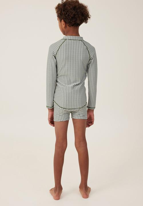Cotton On - Billy boyleg swim trunk - swag green/stripe