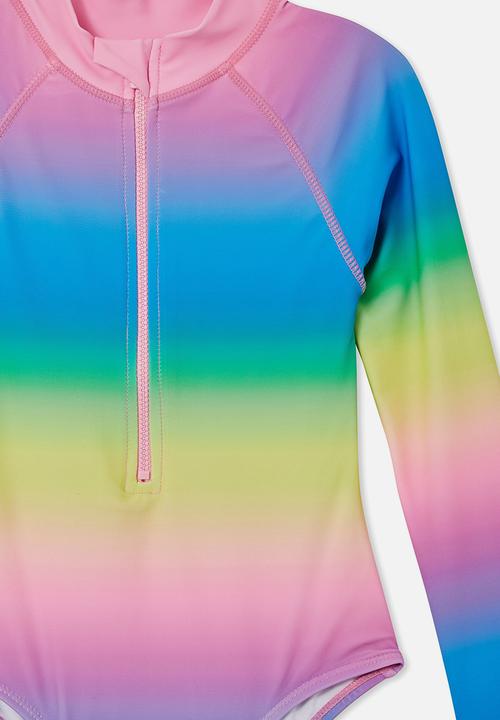 Cotton On - Lydia one piece - neon rainbow ombre