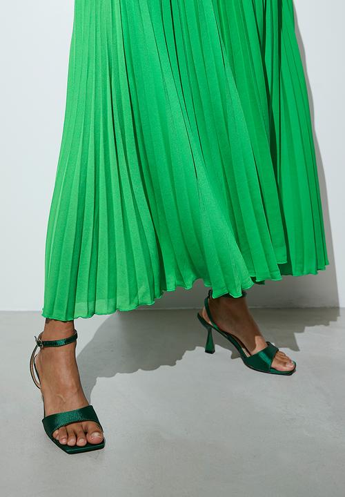 VELVET - Maxi pleated skirt - green