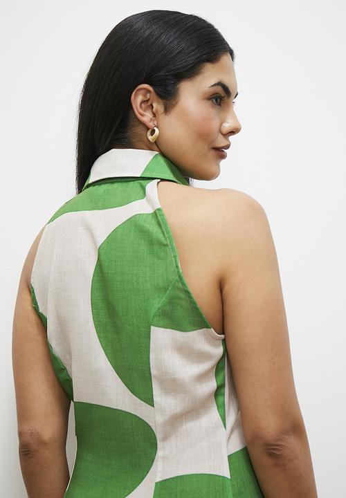 edit - Sleeveless maxi shirt dress - geo print