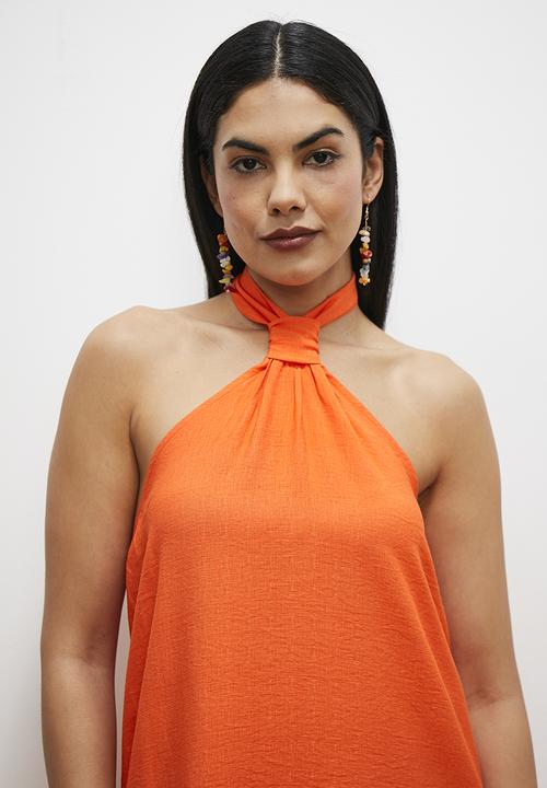 edit - Halter knot detail maxi dress - orange
