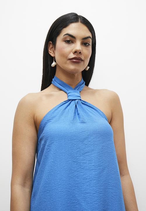 edit - Halter knot detail maxi dress - blue