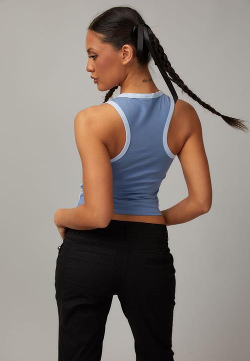Factorie - Contrast bind racer tank- star/infinity blue