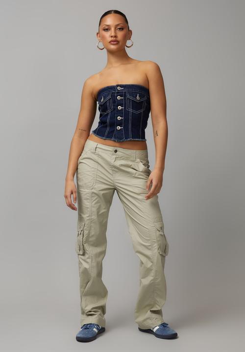 Factorie - Denim button through bandeau - indigo