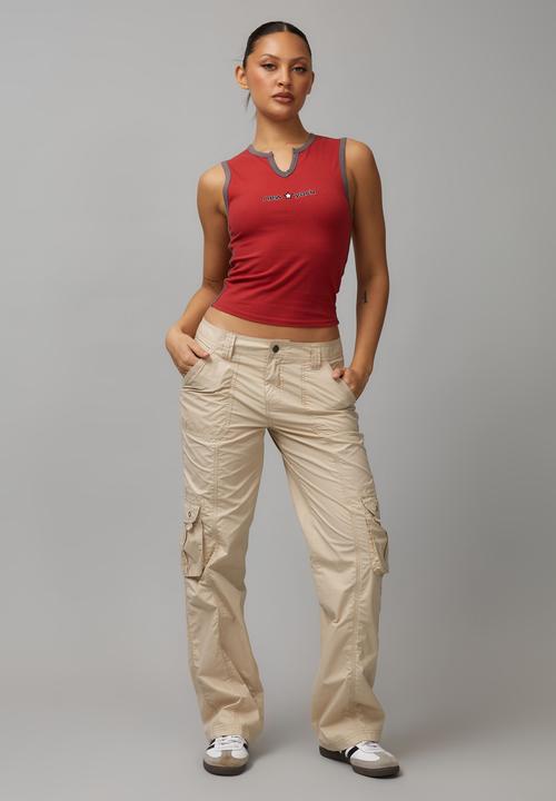 Factorie - Graphic notch front tank - red/new york