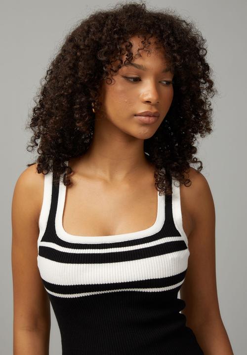 Factorie - Knit stripe tank - black/white