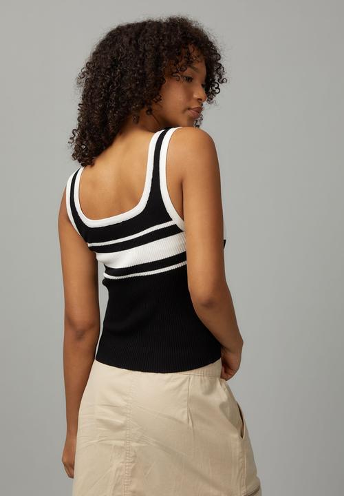 Factorie - Knit stripe tank - black/white