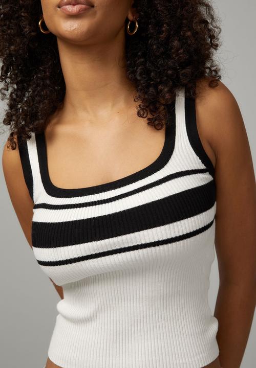 Factorie - Knit stripe tank - white/black