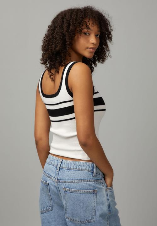 Factorie - Knit stripe tank - white/black