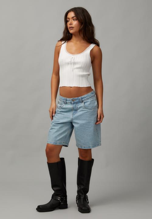 Factorie - Lace trim knit tank - white