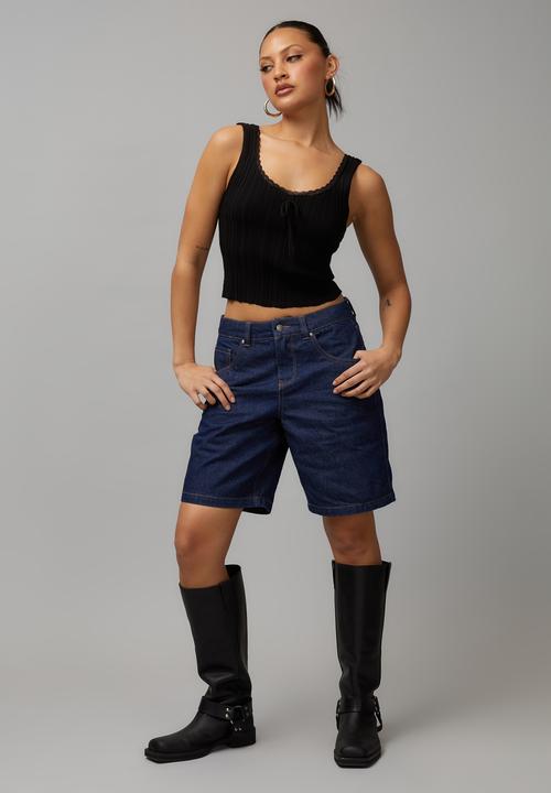 Factorie - Lace trim knit tank - black