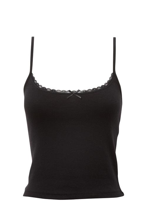 Supré  - India pointelle cami - black