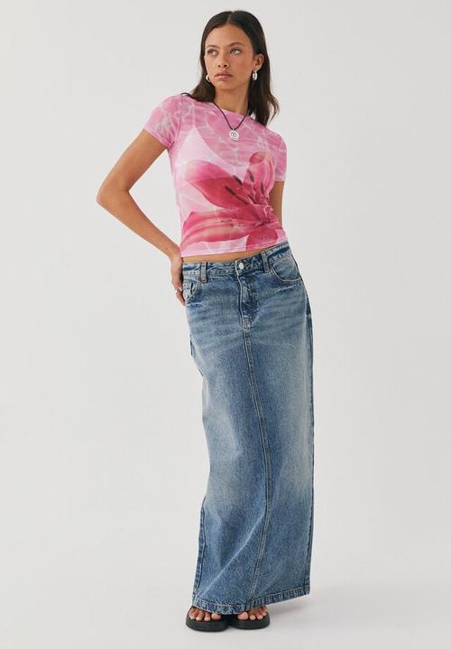 Supré  - Mesh graphic t shirt - floss pink & tigerlily