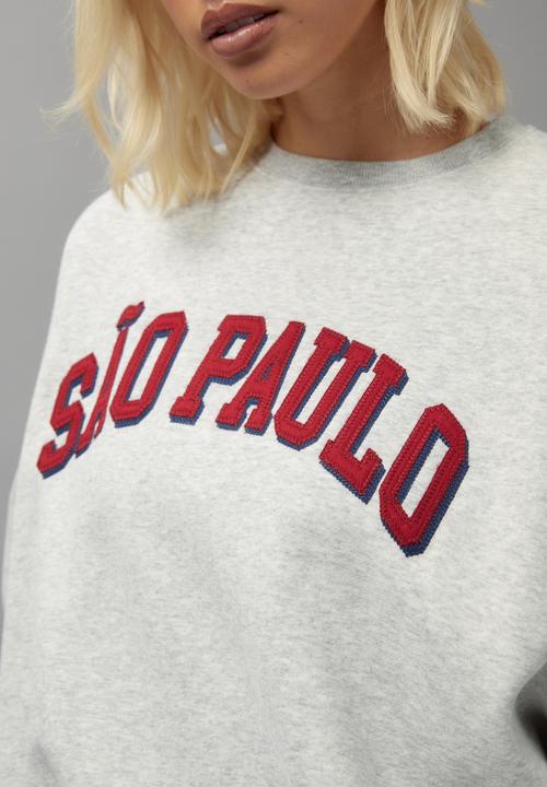 Factorie - Slouchy premium graphic crew - silver marle/sao paulo