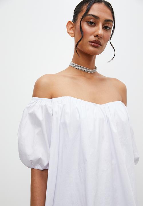 Superbalist - Puff sleeve mini dress - white