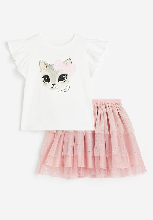 H&M - 2-Piece tulle set - light pink cat