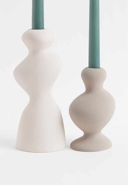 H&M - Stoneware candlestick - white