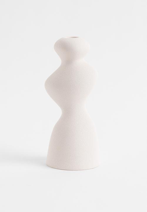 H&M - Stoneware candlestick - white