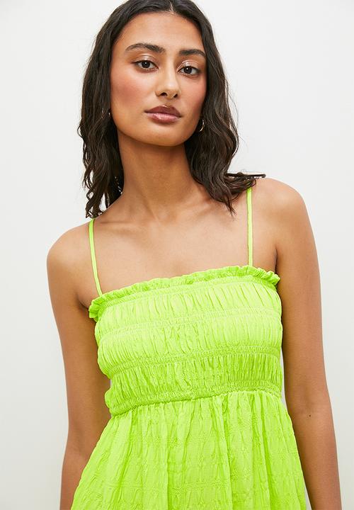 Superbalist - Strappy shirring bodice midi dress - lime