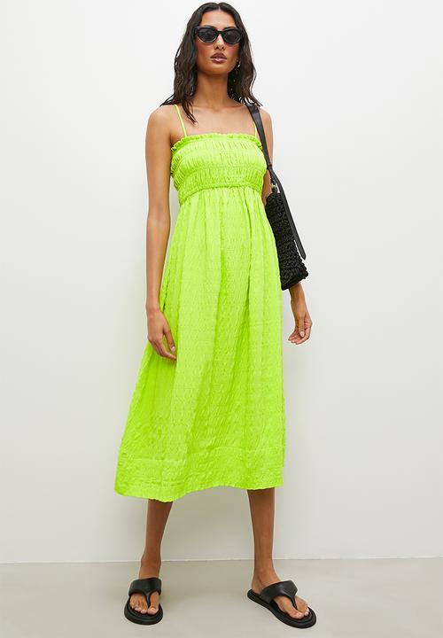 Superbalist - Strappy shirring bodice midi dress - lime