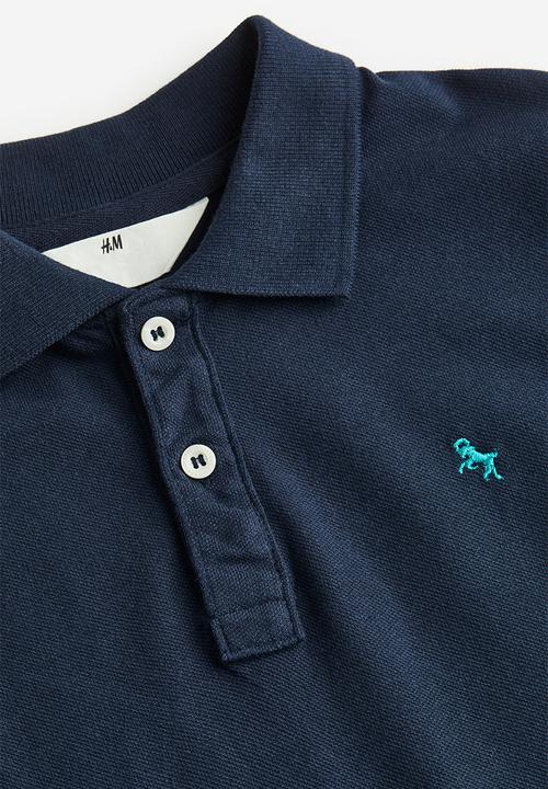 H&M - Cotton piqué polo shirt - navy blue 