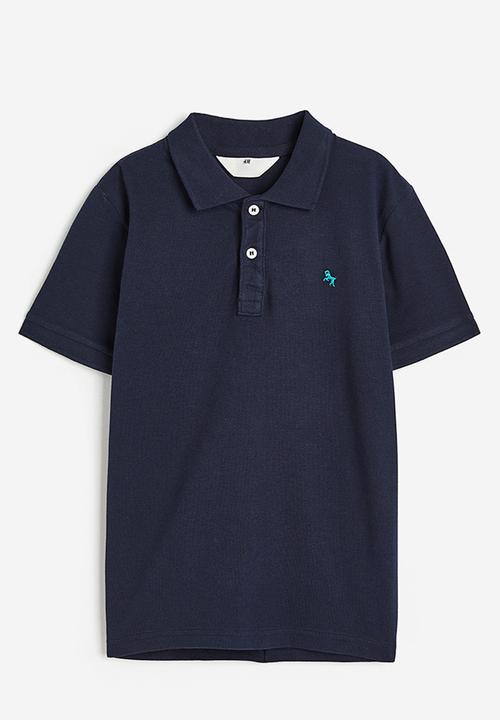 H&M - Cotton piqué polo shirt - navy blue 