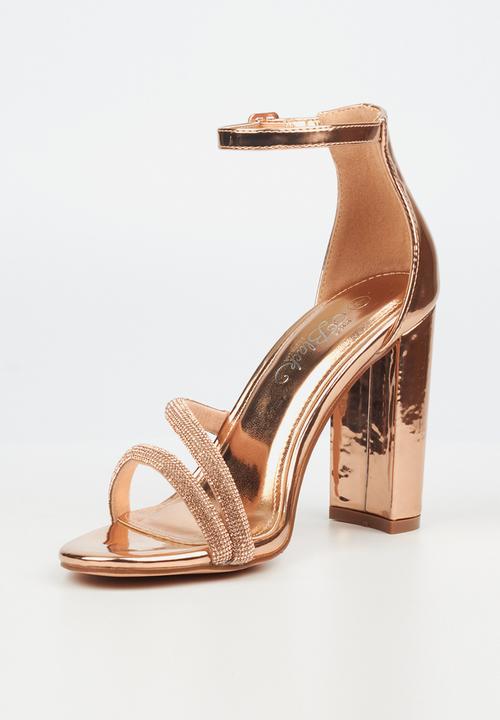 Miss Black - Border 3 block heel - rose gold