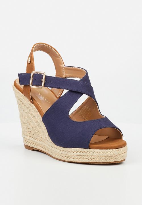 Miss Black - Hooked 4 wedge heel - navy