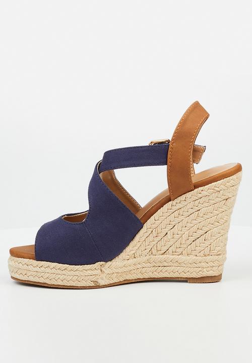 Miss Black - Hooked 4 wedge heel - navy