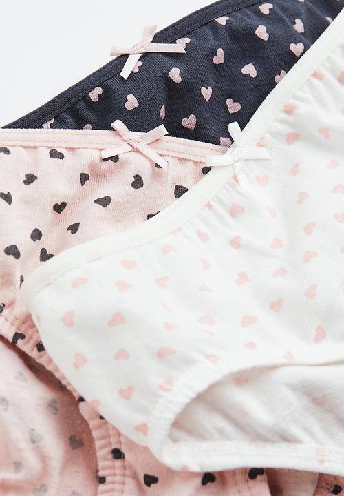 H&M - 5 Pack cotton briefs -  light pink/heart