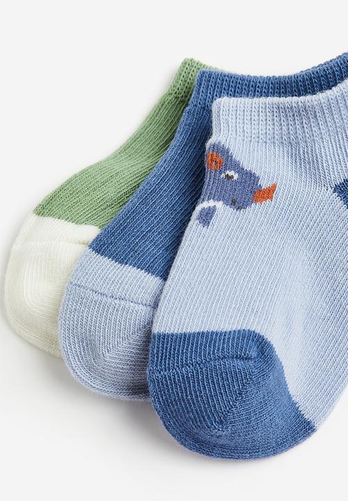 H&M - 5 Pack shaftless socks - light blue dinosaur