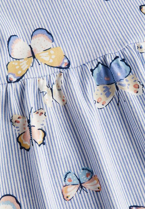 H&M - Patterned cotton dress - light blue / butterflies 