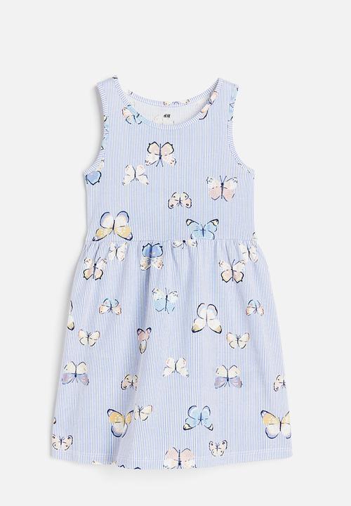 H&M - Patterned cotton dress - light blue / butterflies 