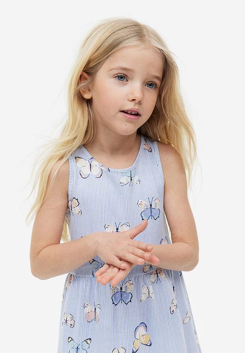 H&M - Patterned cotton dress - light blue / butterflies 