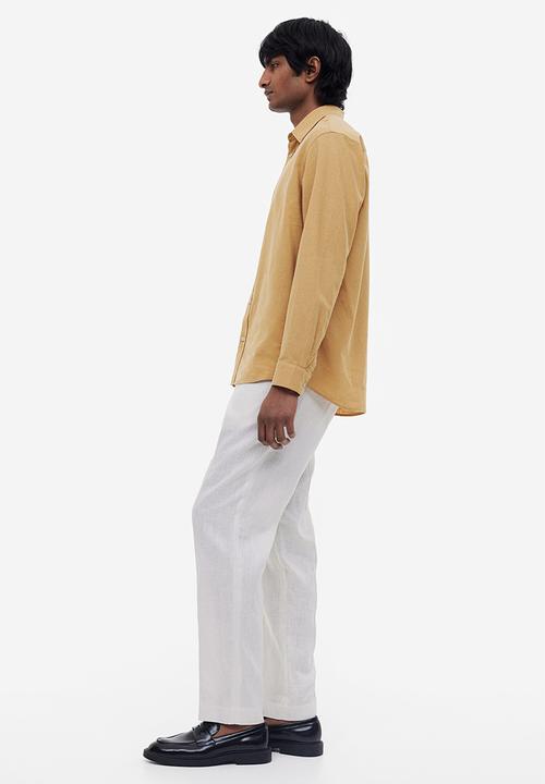 H&M - Regular fit linen blend shirt - mustard yellow 