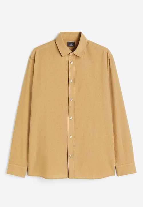 H&M - Regular fit linen blend shirt - mustard yellow 
