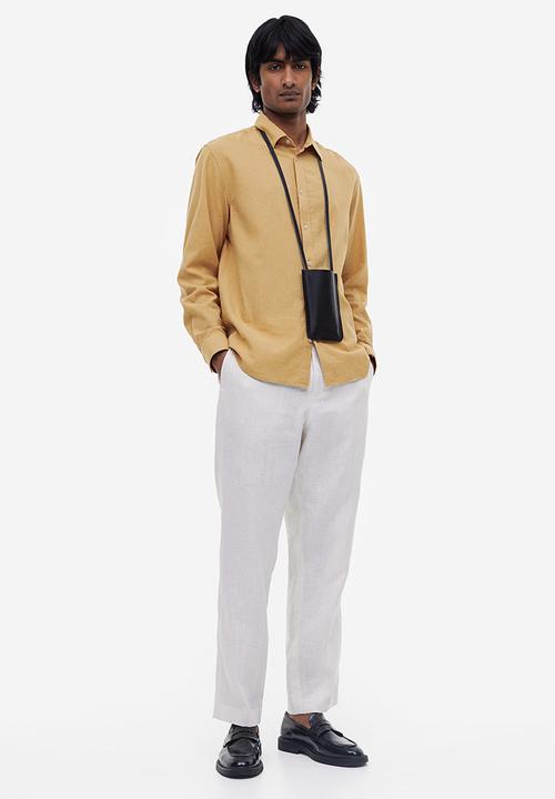 H&M - Regular fit linen blend shirt - mustard yellow 