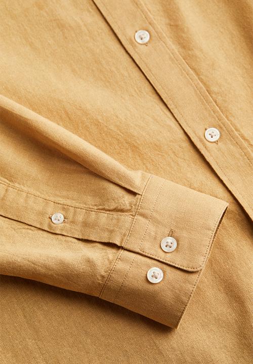 H&M - Regular fit linen blend shirt - mustard yellow 