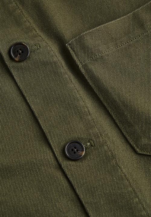 H&M - Regular fit twill shacket - dark khaki green
