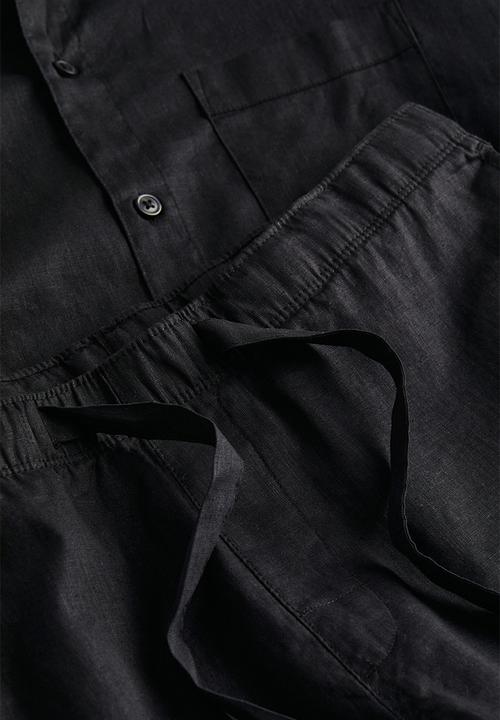 H&M - Relaxed fit linen blend pyjamas - black