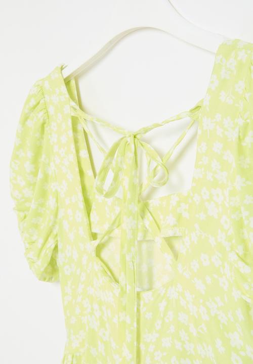 Superbalist - Poplin dress - lime floral