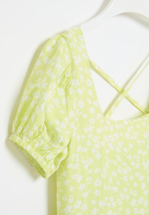 Superbalist - Poplin dress - lime floral