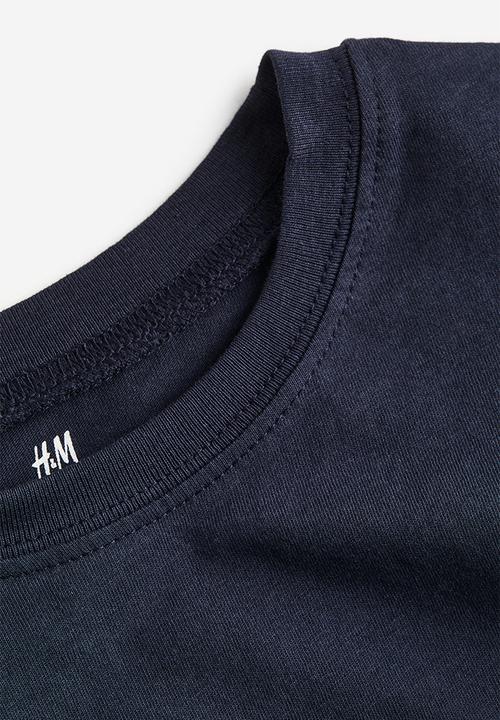H&M - Printed cotton T-shirt - dark blue ocean blvd 